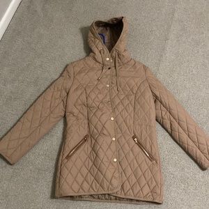 Tan Quilted Long Jacket from Mo-Ka
